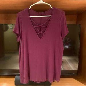 cross neck tshirt blouse